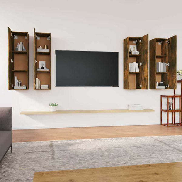 TV-kaapit 4 kpl savutammi 30,5x30x110 cm tekninen puu