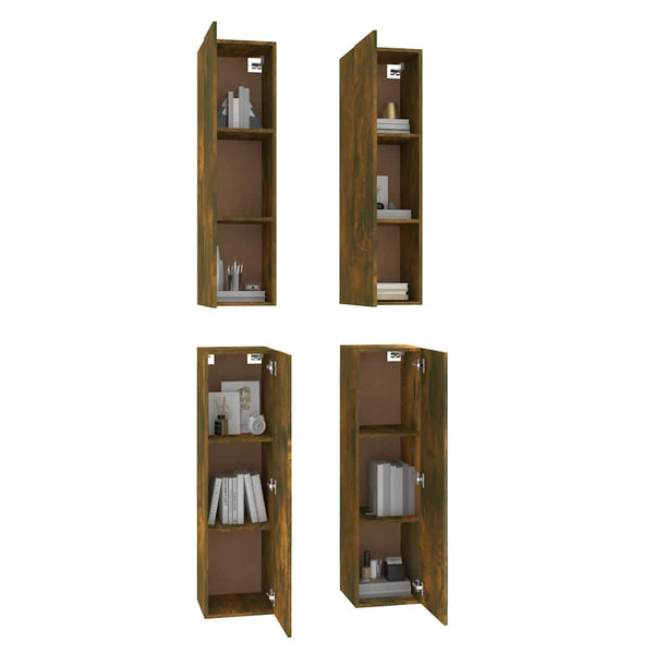 TV-kaapit 4 kpl savutammi 30,5x30x110 cm tekninen puu