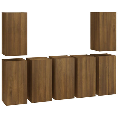 TV-kaapit 7 kpl ruskea tammi 30,5x30x60 cm tekninen puu