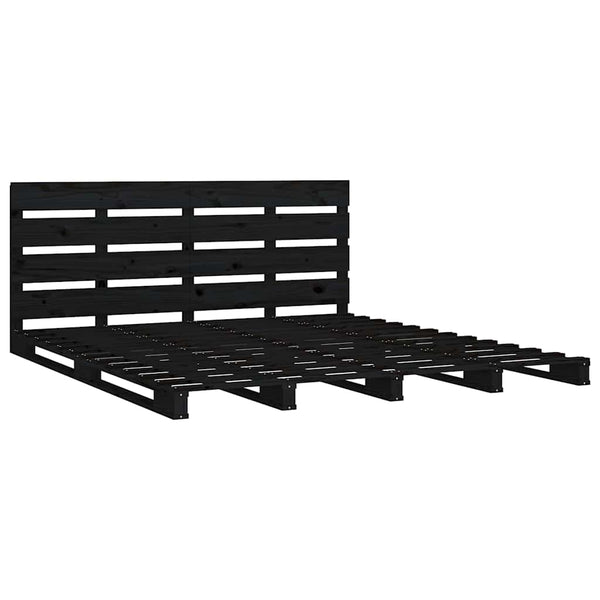 Sängynrunko musta 200x200 cm täysi mänty