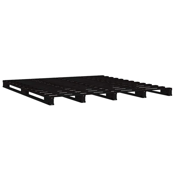 Sängynrunko musta 200x200 cm täysi mänty