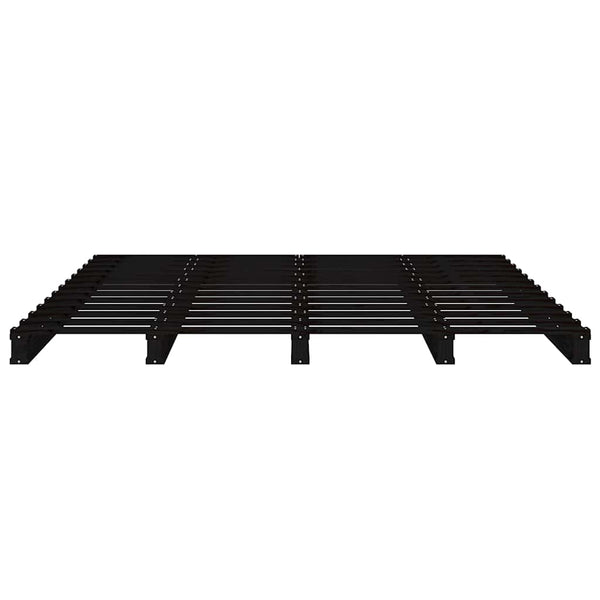 Sängynrunko musta 200x200 cm täysi mänty