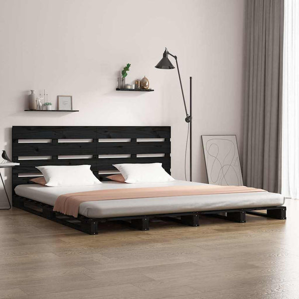 Sängynrunko musta 200x200 cm täysi mänty