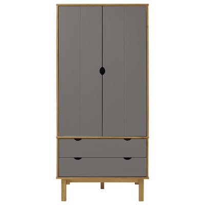 Vaatekaappi OTTA ruskea ja harmaa 76,5x53x172 cm täysi mänty