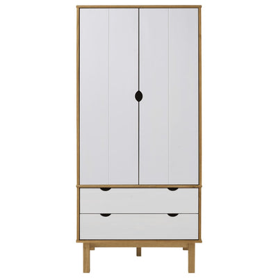 Vaatekaappi OTTA ruskea ja valkoinen 76,5x53x172 cm täysi mänty