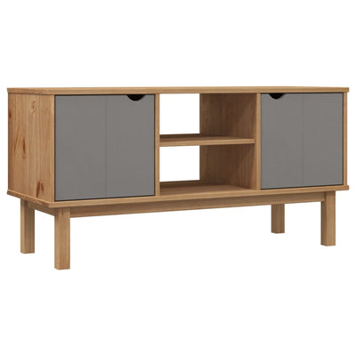 TV-taso OTTA ruskea ja harmaa 113,5x43x57 cm täysi mänty