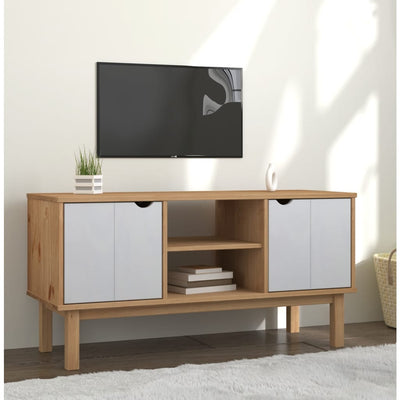 TV-taso OTTA ruskea harmaa/valk. 113,5x43x57 cm täysi mänty