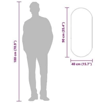 Musta seinäpeili Airways 90x40cm (ovaali)