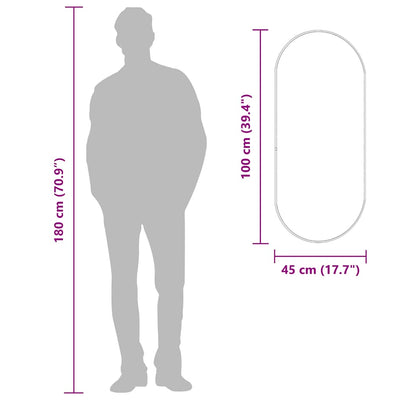 Musta seinäpeili Airways 100x45cm (ovaali)