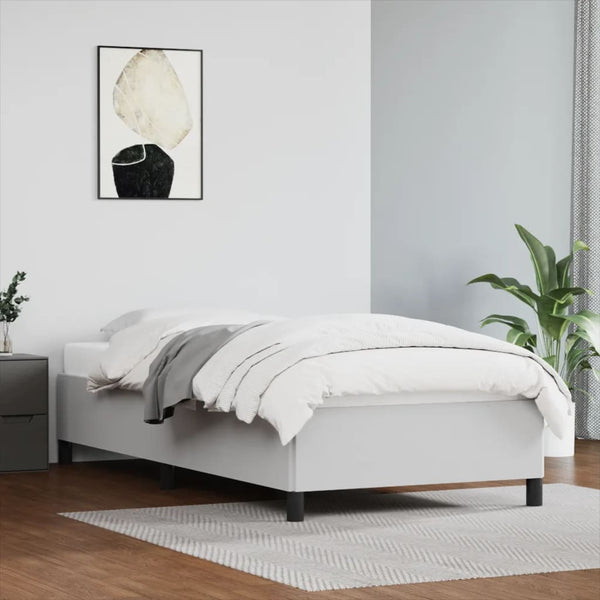 Keinonahkainen sängynrunko valkoinen 90x190 cm Single ilman patjaa