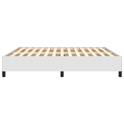 Valkoinen sängynrunko Burlau 180x200cm (super king keinonahka)