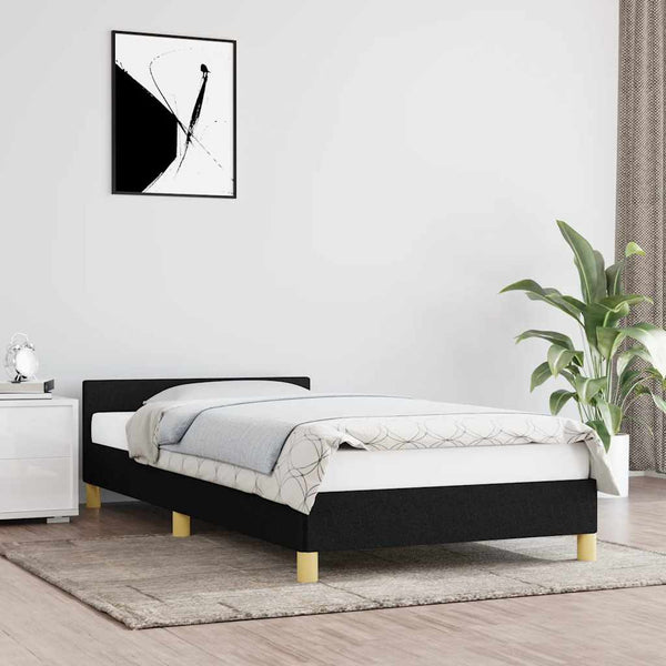Sängynrunko ilman patjaa musta 90x190 cm Single kangas
