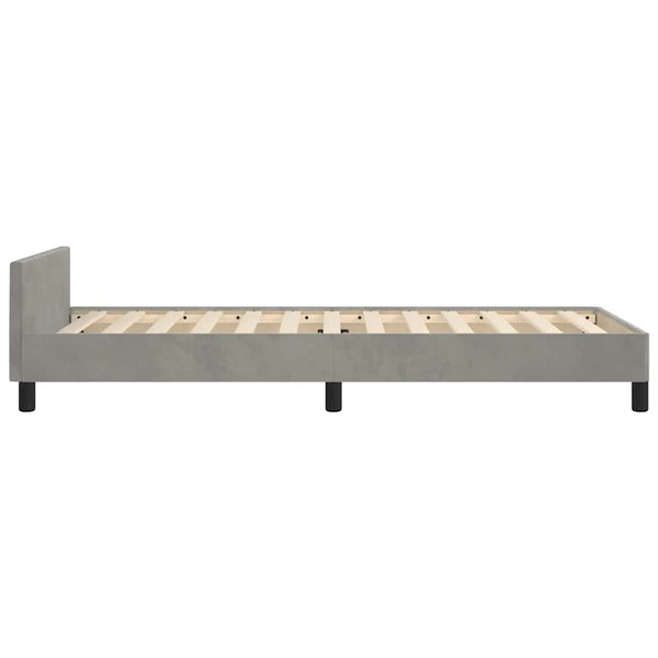 Vaaleanharmaa sängynrunko ilman patjaa 90x190cm Single sametti
