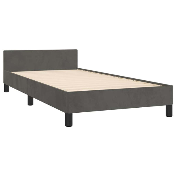 Tummanharmaa sängynrunko ilman patjaa 90x190cm Single sametti