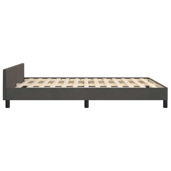 Tummanharmaa sängynrunko ilman patjaa 135x190 cm sametti