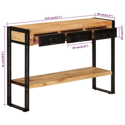 Konsolipöytä 110x30x76 cm täysi mangopuu