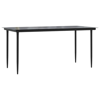 Puutarharuokapöytä musta 160x80x74cm teräs ja karkaistu lasi
