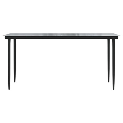 Puutarharuokapöytä musta 160x80x74cm teräs ja karkaistu lasi