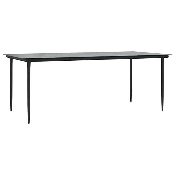 Puutarharuokapöytä musta 200x100x74 cm teräs ja karkaistu lasi