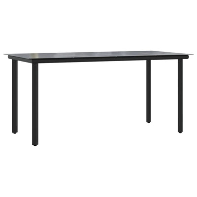 Puutarharuokapöytä musta 160x80x74cm teräs ja karkaistu lasi