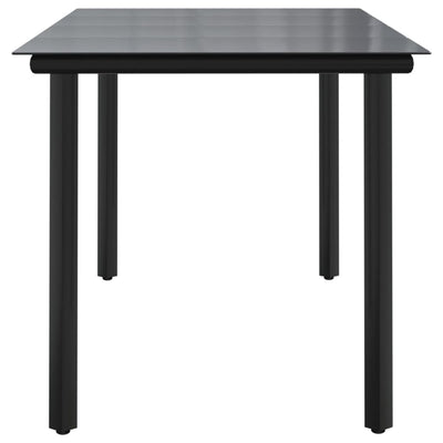 Puutarharuokapöytä musta 160x80x74cm teräs ja karkaistu lasi
