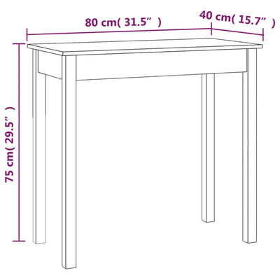 Konsolipöytä 80x40x75 cm täysi mänty