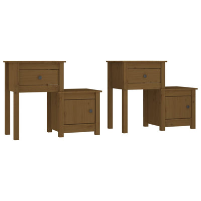 Yöpöydät 2 kpl hunajanruskea 79,5x38x65,5 cm täysi mänty