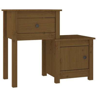 Yöpöydät 2 kpl hunajanruskea 79,5x38x65,5 cm täysi mänty