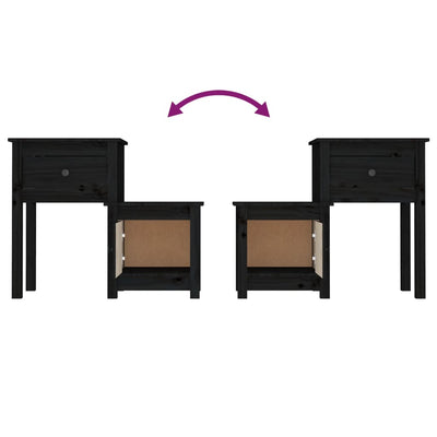 Musta yöpöytä Tovien 79,5x38x65,5cm (mänty)