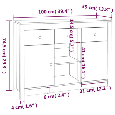 Senkki 100x35x74,5 cm täysi mänty