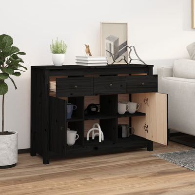 Senkki musta 100x35x74,5 cm täysi mänty