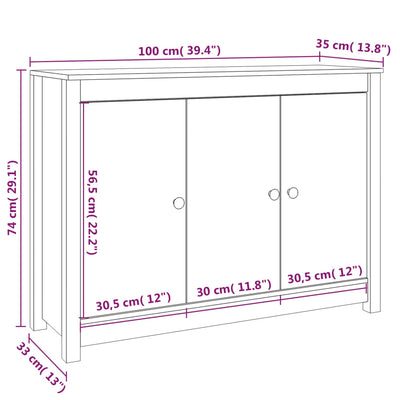 Senkki musta 100x35x74 cm täysi mänty