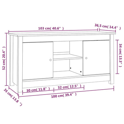 TV-taso hunajanruskea 103x36,5x52 cm täysi mänty
