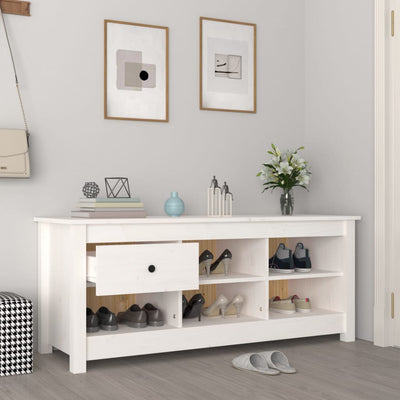 Kenkäkaappi valkoinen 110x38x45,5 cm täysi mänty