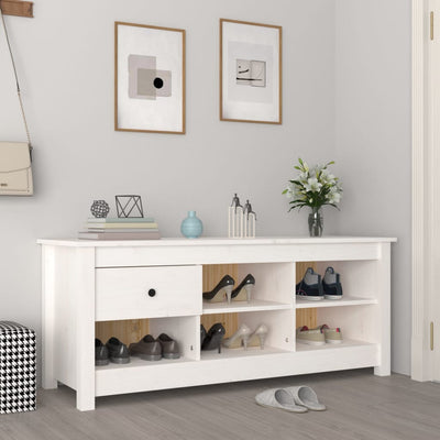 Kenkäkaappi valkoinen 110x38x45,5 cm täysi mänty