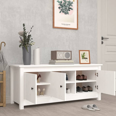 Kenkäkaappi valkoinen 110x38x45,5 cm täysi mänty