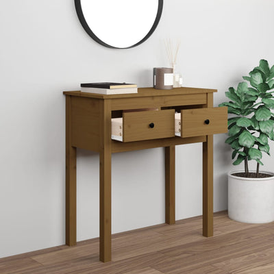 Konsolipöytä hunajanruskea 70x35x75 cm täysi mänty