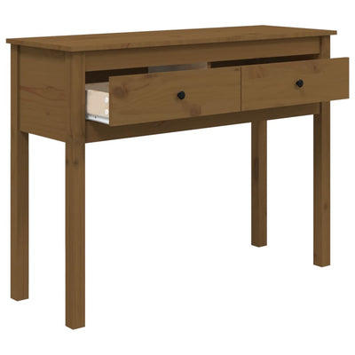 Konsolipöytä hunajanruskea 100x35x75 cm täysi mänty
