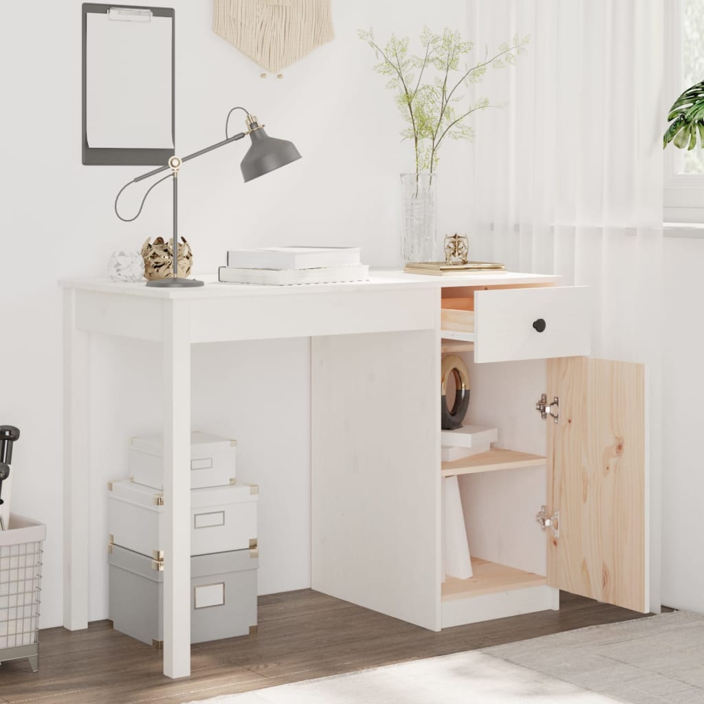 Valkoinen työpöytä Kylie 100x50x75cm (mänty)