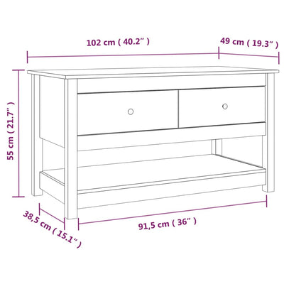 Sohvapöytä harmaa 102x49x55 cm täysi mänty