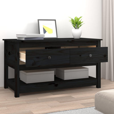 Sohvapöytä musta 102x49x55 cm täysi mänty