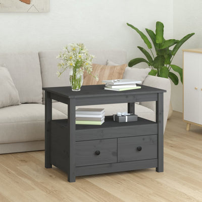 Sohvapöytä harmaa 71x49x55 cm täysi mänty