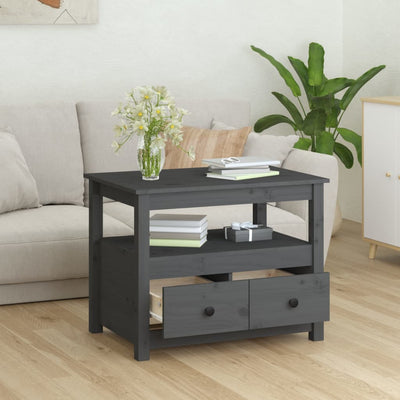 Sohvapöytä harmaa 71x49x55 cm täysi mänty