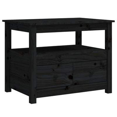 Sohvapöytä musta 71x49x55 cm täysi mänty