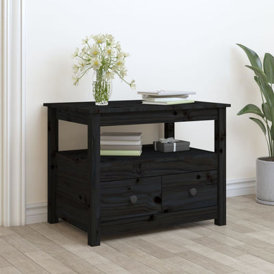 Sohvapöytä musta 71x49x55 cm täysi mänty
