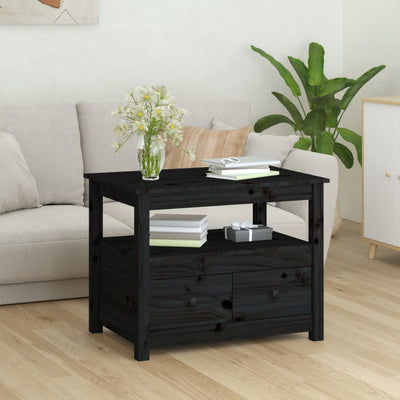 Sohvapöytä musta 71x49x55 cm täysi mänty