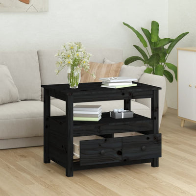 Sohvapöytä musta 71x49x55 cm täysi mänty
