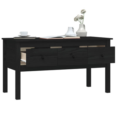 Sohvapöytä musta 102x49x55 cm täysi mänty