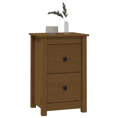 Yöpöydät 2 kpl hunajanruskea 40x35x61,5 cm täysi mänty