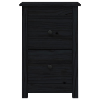 Yöpöydät 2 kpl musta 40x35x61,5 cm täysi mänty
